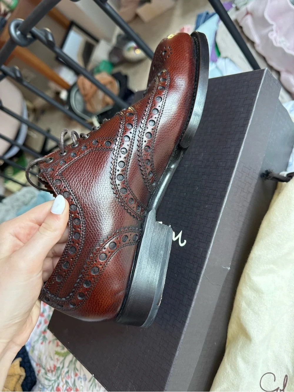 Cole Haan Men’s Dark Brown Leather Wingtip Oxfords